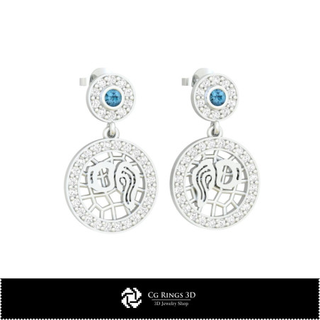 3D Aquarius Zodiac Children Earrings