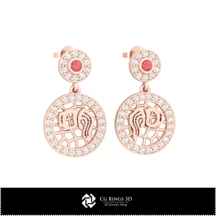 3D Aquarius Zodiac Children Earrings