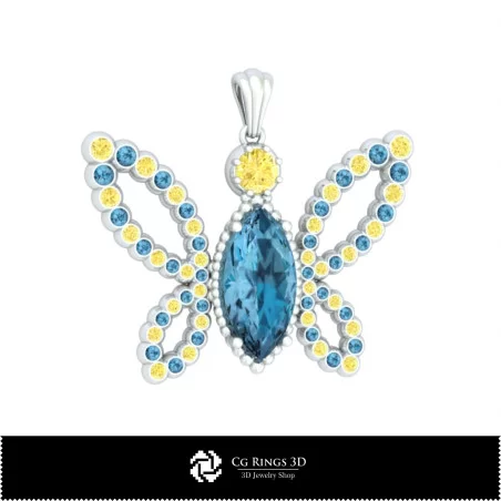 3D Butterfly Pendant Home, Jewelry 3D CAD, Pendants 3D CAD , 3D Diamond Pendants