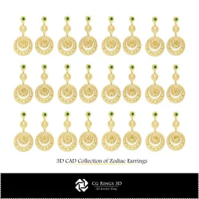 3D-Kollektion von Sternzeichen-Ohrringen Zuhause, Schmuck 3D-CAD, Schmuckkollektionen 3D-CAD