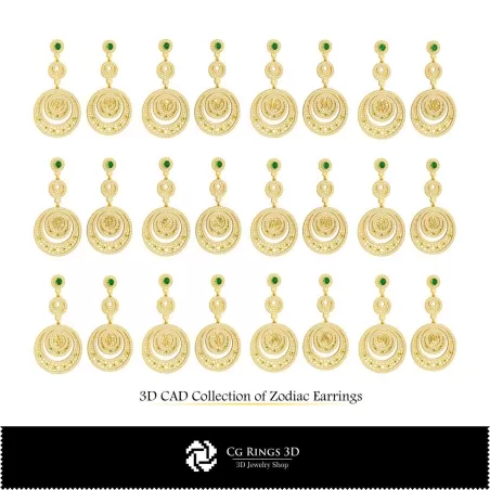 Colección 3D de Pendientes del Zodiaco Home, Joyería CAD 3D, Colecciones de Joyería CAD 3D