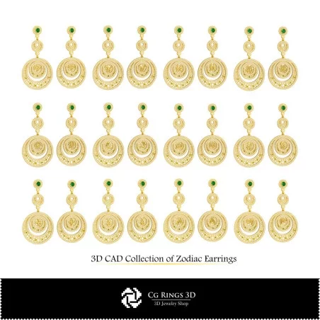 Colección 3D de Pendientes del Zodiaco Home, Joyería CAD 3D, Colecciones de Joyería CAD 3D