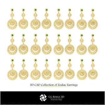 Colección 3D de Pendientes del Zodiaco Home, Joyería CAD 3D, Colecciones de Joyería CAD 3D