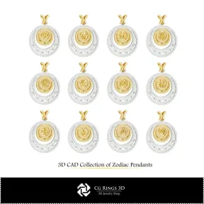 3D Collection of Zodiac Pendants Home,  Jewelry 3D CAD,  Jewelry Collections 3D CAD 