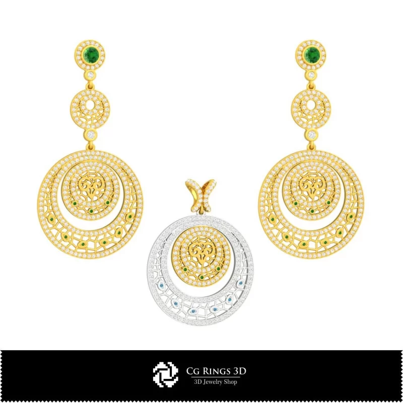 3D CAD Jewelry Set With Aries Zodiac Home, Bijuterii 3D , Seturi Bijuterii 3D CAD