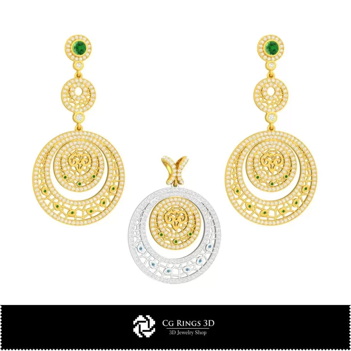 Conjunto de Joyería 3D CAD con Signo Zodiacal Aries