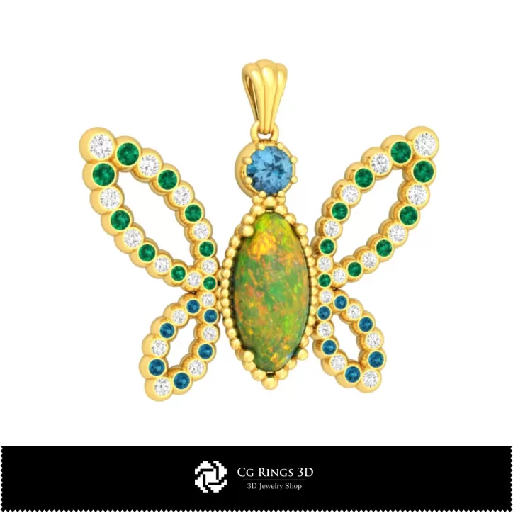 Colgante Mariposa 3D con Ópalo