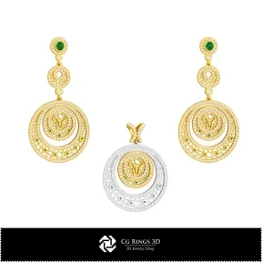 3D Jewelry Set With Taurus Zodiac Home, Jewelry 3D CAD, Jewelry Sets 3D CAD 