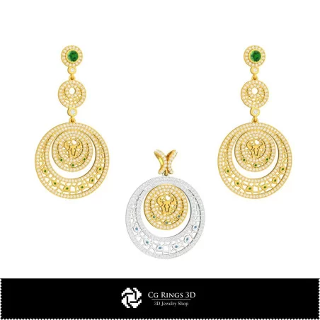 3D Jewelry Set With Taurus Zodiac Home, Bijuterii 3D , Seturi Bijuterii 3D CAD