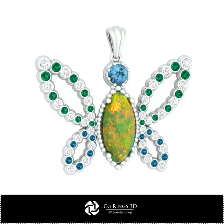 Colgante Mariposa 3D con Ópalo