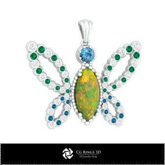 3D Butterfly Pendant With Opal Home,  Jewelry 3D CAD, Pendants 3D CAD , 3D Diamond Pendants, 3D Opal Pendants