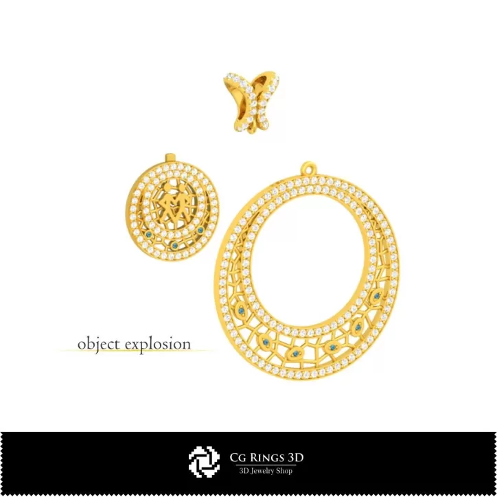 Conjunto de joyería 3D con signo zodiacal Géminis