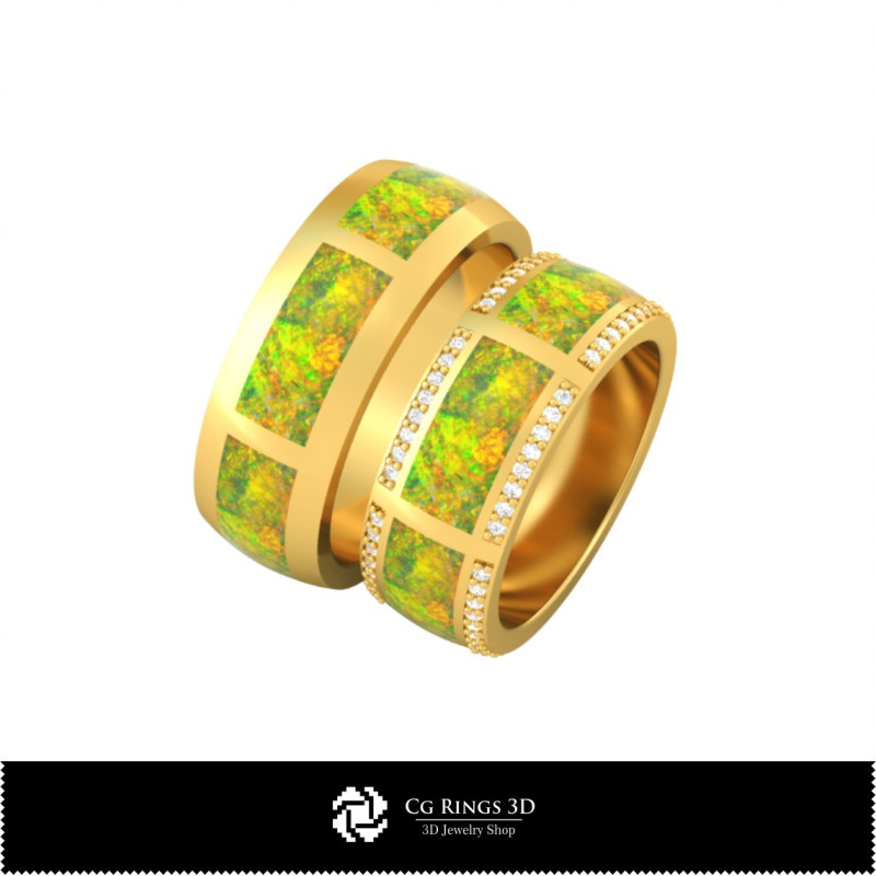 3D Wedding Ring With Opal Home, Bijuterii 3D , Inele 3D CAD, Verighete 3D