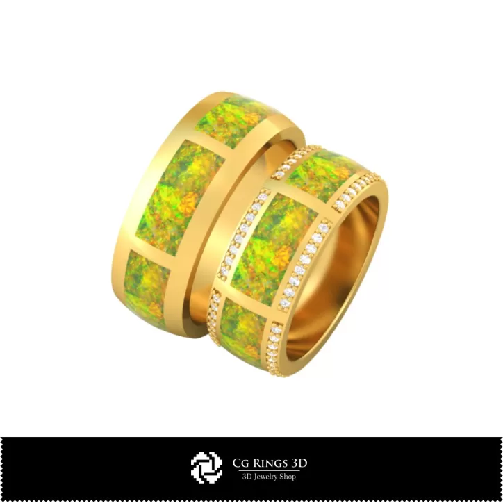 Anello nuziale 3D con opale Anello nuziale 3D con opale