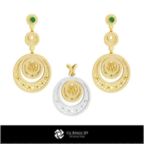 Set de bijuterii 3D cu semnul zodiacal Rac, Bijuterii 3D CAD, Seturi de bijuterii 3D CAD