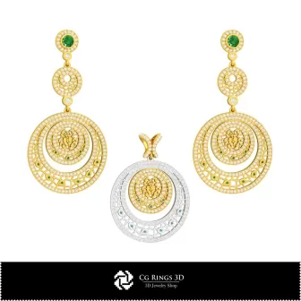 3D-Schmuckset mit Sternzeichen Krebs, 3D-Schmuck-CAD, 3D-CAD-Schmucksets