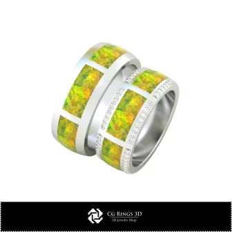 3D Wedding Ring With Opal Home, Bijoux 3D CAO, Anneaux 3D CAO, Bandes de Mariage 3D