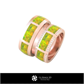 3D Wedding Ring With Opal Home, Bijoux 3D CAO, Anneaux 3D CAO, Bandes de Mariage 3D