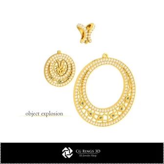 3D Jewelry Set With Capricorn Zodiac Home, Bijuterii 3D , Seturi Bijuterii 3D CAD