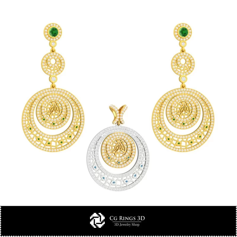 3D Jewelry Set With Pisces Zodiac Home, Bijuterii 3D , Seturi Bijuterii 3D CAD