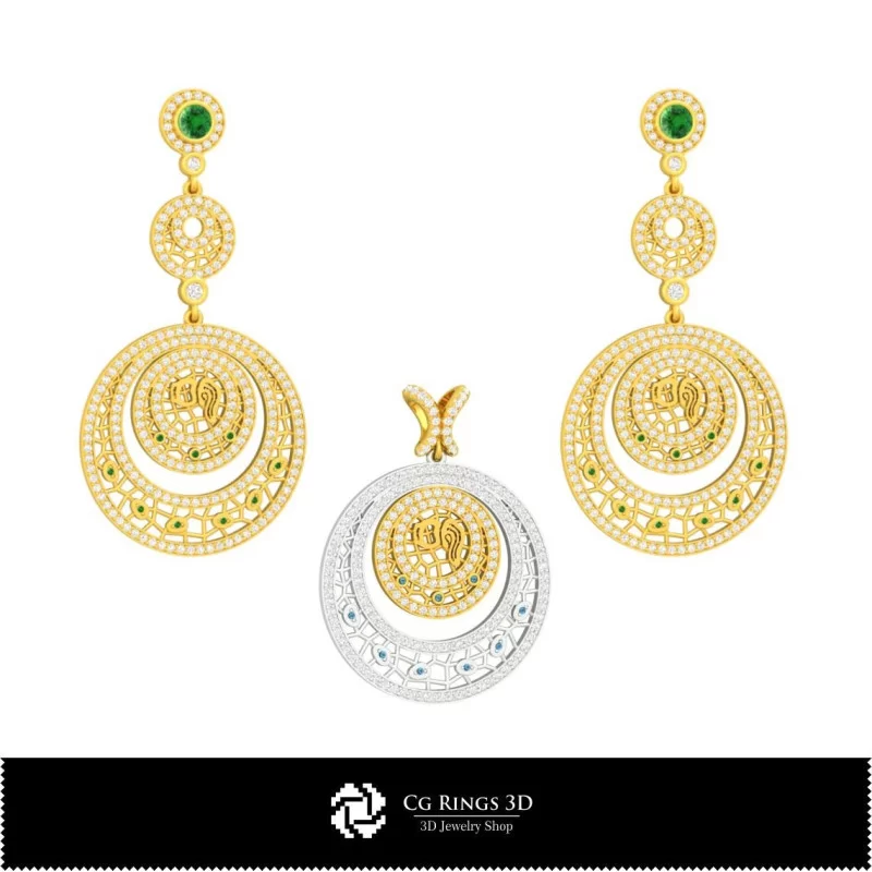 3D Jewelry Set With Aquarius Zodiac Home, Bijuterii 3D , Seturi Bijuterii 3D CAD