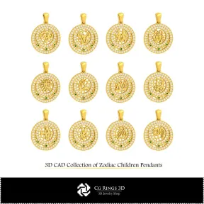 3D Collection of Zodiac Children Pendants Home,  Jewelry 3D CAD,  Jewelry Collections 3D CAD 