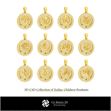 3D Collection of Zodiac Children Pendants Home, Bijuterii 3D , Colectii Bijuterii 3D CAD