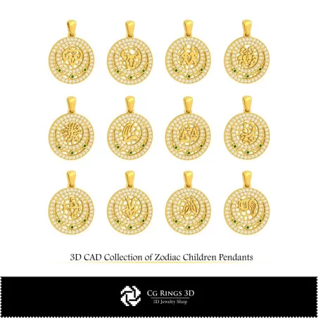 3D Collection of Zodiac Children Pendants