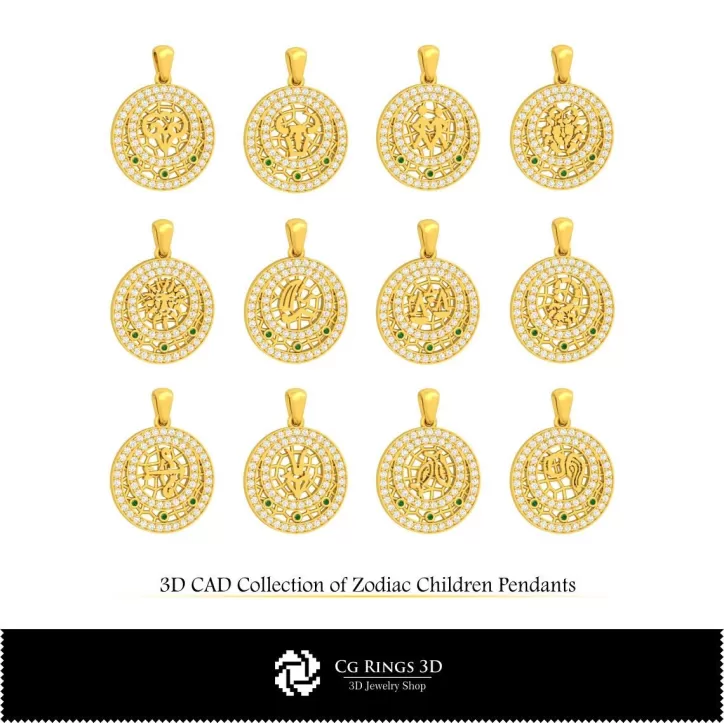 Collection 3D de pendentifs Enfants du Zodiaque Collection 3D de pendentifs Enfants du Zodiaque