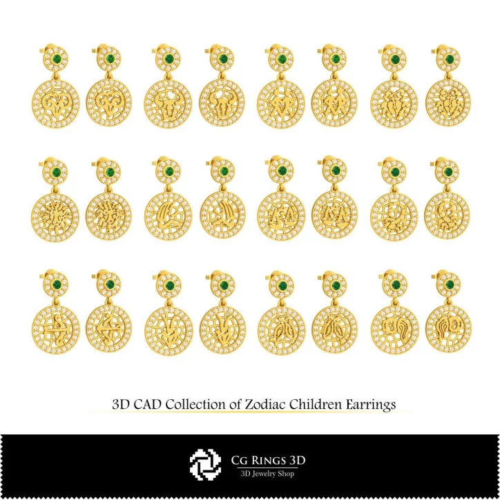 3D Collection of Zodiac Children Earrings