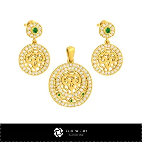 Ensemble de bijoux 3D pour enfants avec maison du zodiaque Bélier, bijoux CAO 3D, ensembles de bijoux CAO 3D