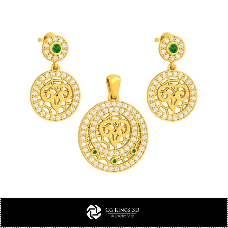 Ensemble de bijoux enfant 3D avec zodiaque Bélier