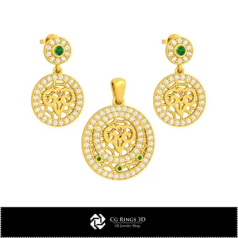 Ensemble de bijoux 3D pour enfants avec maison du zodiaque Bélier, bijoux CAO 3D, ensembles de bijoux CAO 3D