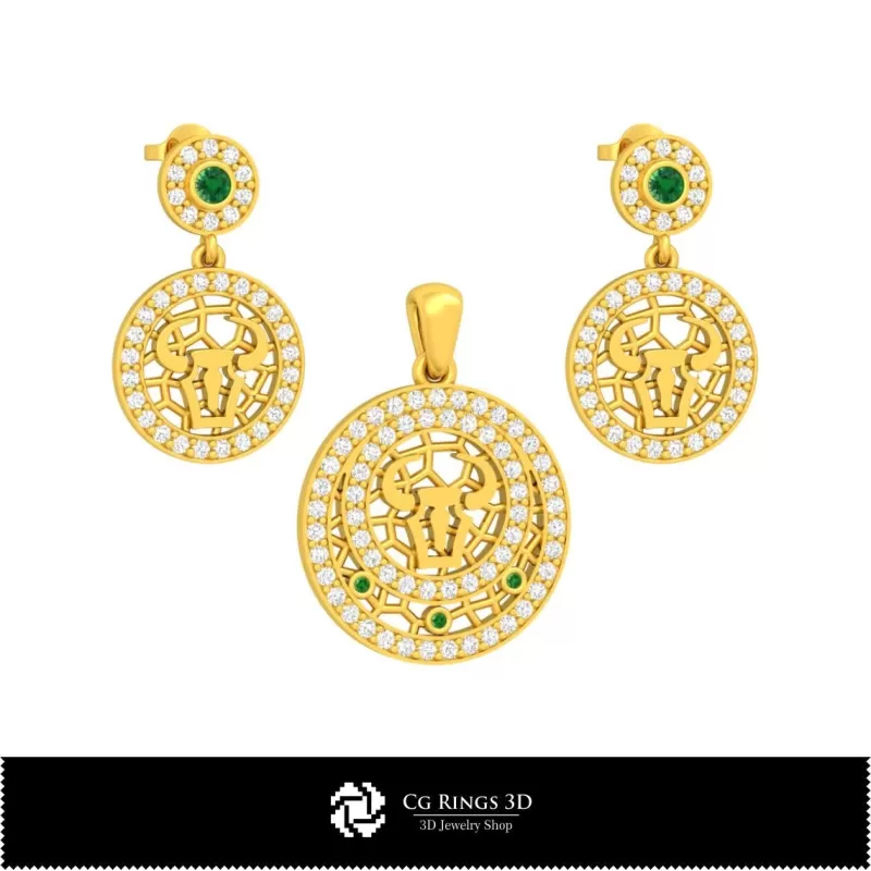 3D Children Jewelry Set With Taurus Zodiac 3D Children Jewelry Set With Taurus Zodiac