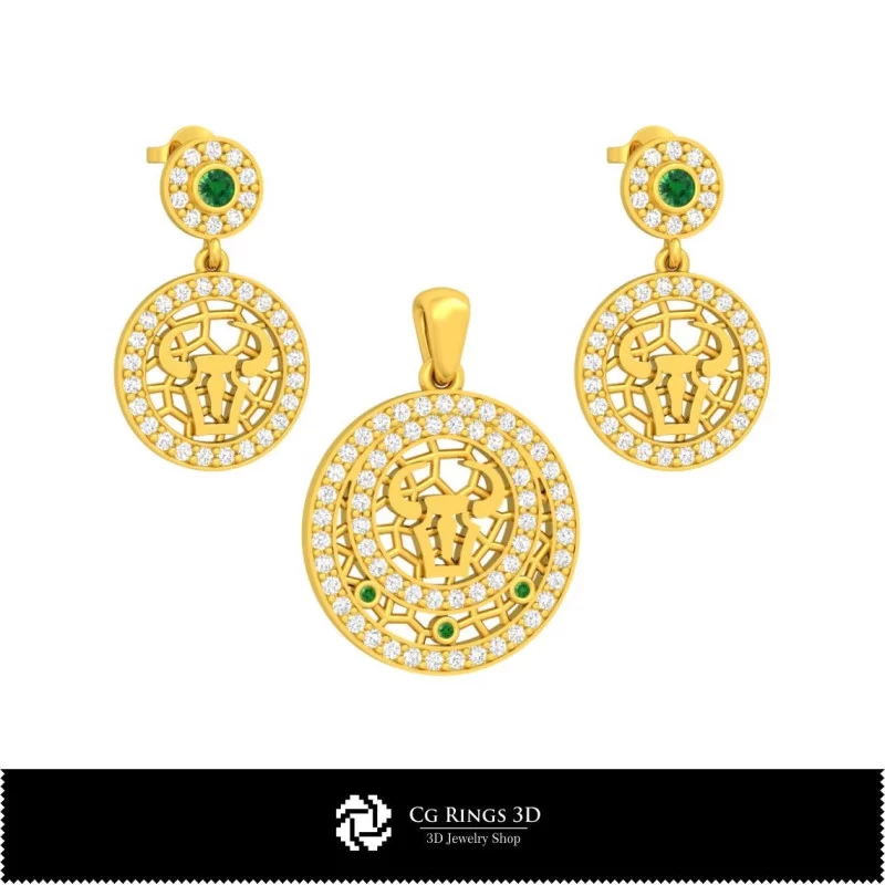 Conjunto de joyería infantil 3D con signo zodiacal Tauro