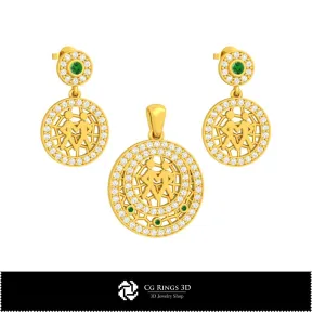 Ensemble de bijoux 3D pour enfants avec Signe astrologique Gémeaux, Bijoux 3D DAO, Ensembles de bijoux 3D DAO