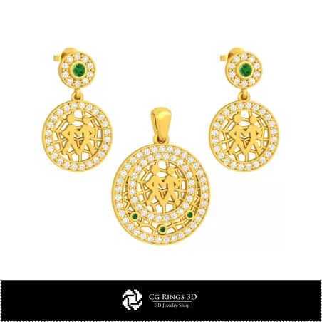 Juego de joyería infantil 3D con hogar del zodiaco Géminis, joyería 3D CAD, juegos de joyería 3D CAD