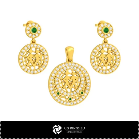 Set di Gioielli 3D per Bambini con Gemini (Zodiaco), Gioielli 3D CAD, Set di Gioielli 3D CAD