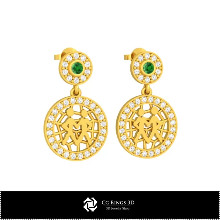 Ensemble bijoux 3D avec signe zodiaque Gémeaux Ensemble bijoux 3D avec signe zodiaque Gémeaux