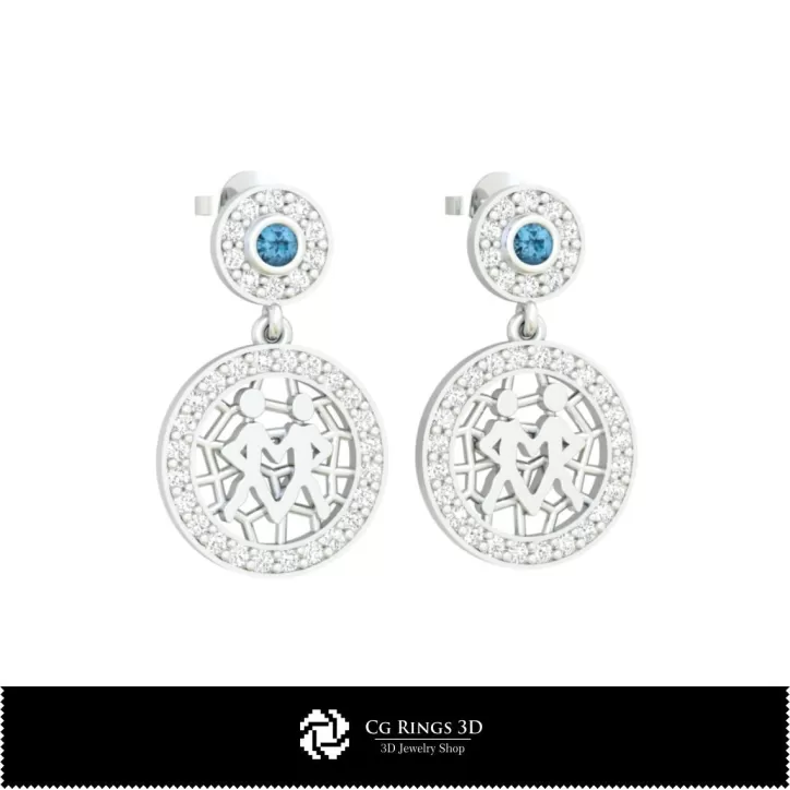 Ensemble bijoux 3D avec signe zodiaque Gémeaux Ensemble bijoux 3D avec signe zodiaque Gémeaux