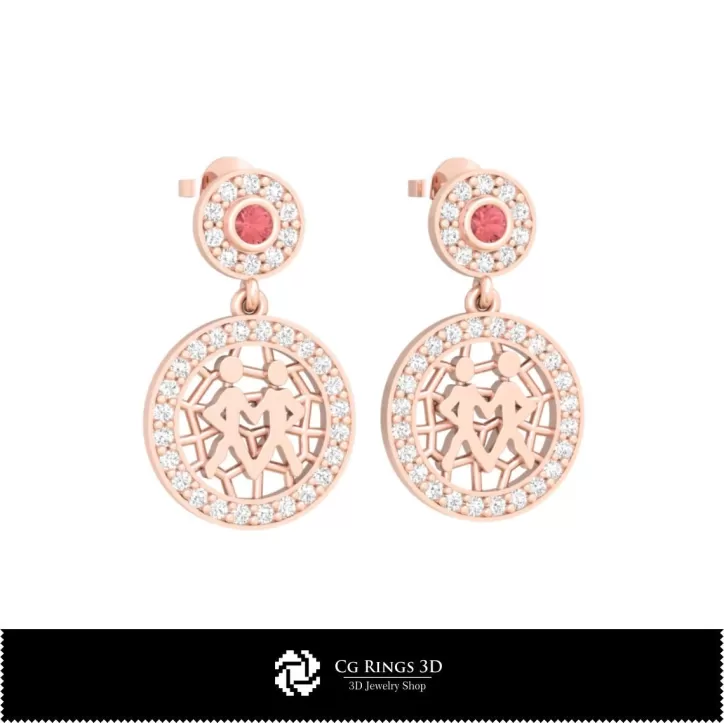 Ensemble bijoux 3D avec signe zodiaque Gémeaux Ensemble bijoux 3D avec signe zodiaque Gémeaux