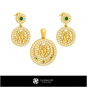 Set bijuterii 3D pentru copii cu zodia Rac, bijuterii CAD 3D, seturi de bijuterii CAD 3D