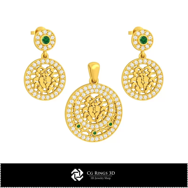 Conjunto de joyería infantil 3D con signo zodiacal Cáncer