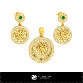 Ensemble de bijoux 3D pour enfants avec symbole du Lion (zodiaque), bijouterie 3D CAO, ensembles de bijoux 3D CAO