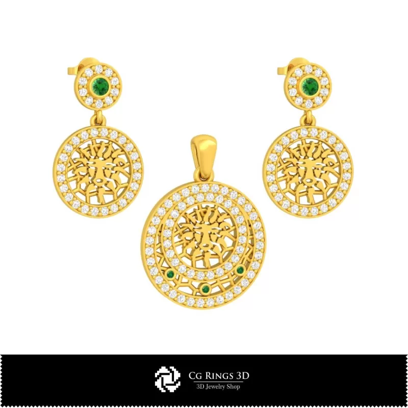 Conjunto de joyería infantil 3D con signo zodiacal Leo