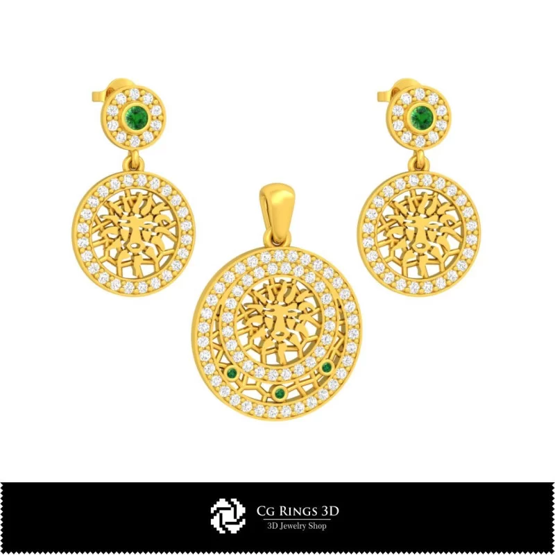 Conjunto de joyería infantil 3D con signo zodiacal Leo