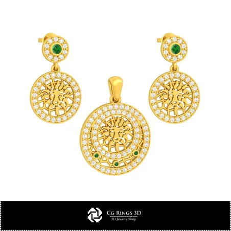 Ensemble de bijoux 3D pour enfants avec symbole du Lion (zodiaque), bijouterie 3D CAO, ensembles de bijoux 3D CAO