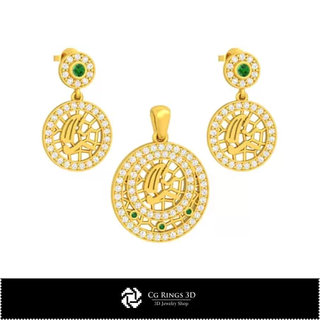 Set bijuterii 3D pentru copii cu zodie Fecioară, bijuterii CAD 3D, seturi bijuterii CAD 3D