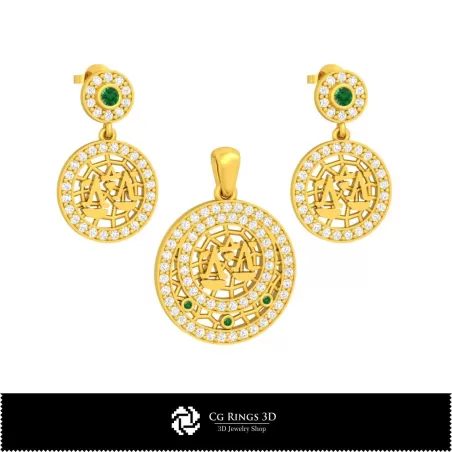 Ensemble de bijoux 3D pour enfants avec signe du zodiaque Balance, bijou 3D DAO, ensembles de bijoux DAO 3D