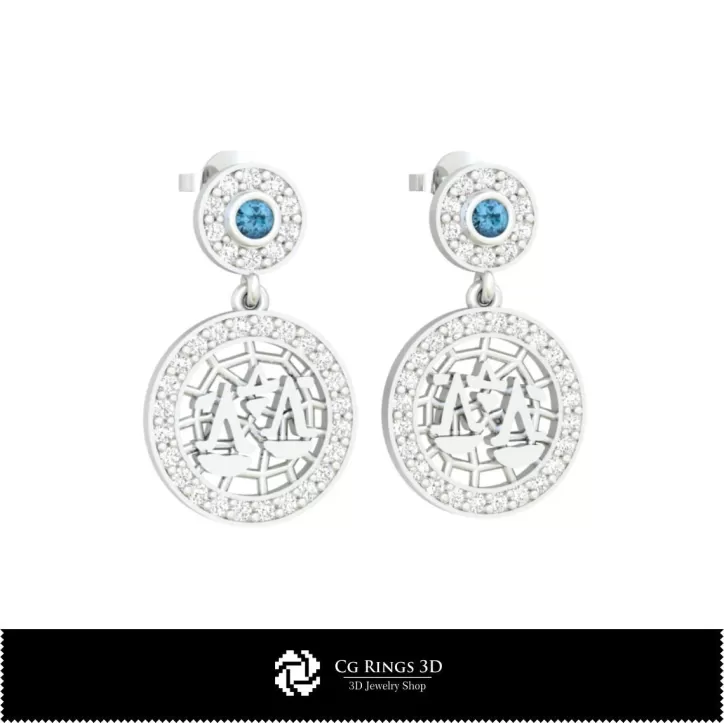 Conjunto de joyería infantil 3D con signo zodiacal Libra